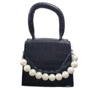 Boutique Faux Croc Black Crossbody Mini Bag Sz OS